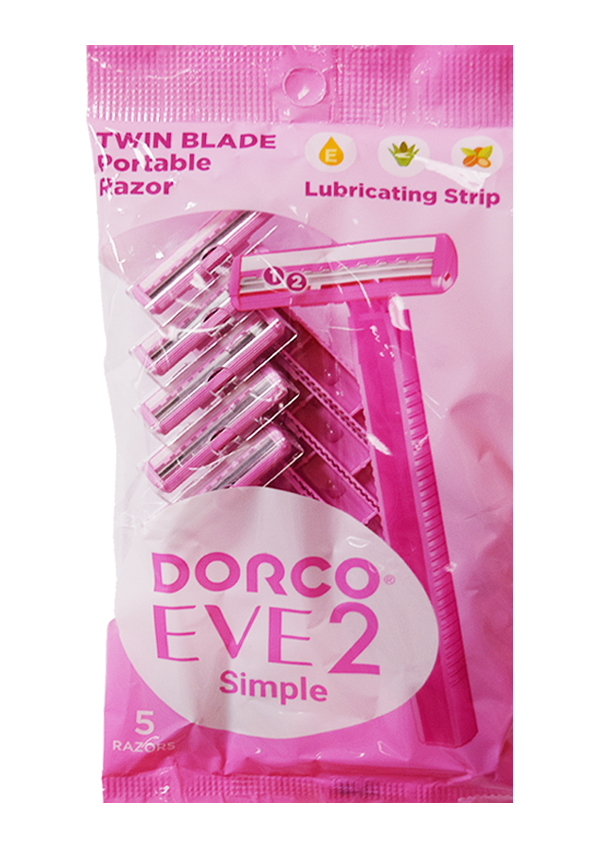 Dorco EVE2 Twin Blade Portable Razor_Pink (5 pc) - pk