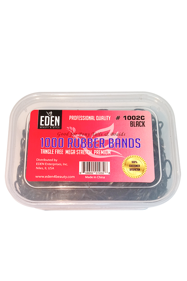 EDEN 1000 Rubber Bands in Jar "Black" #1002C -pk