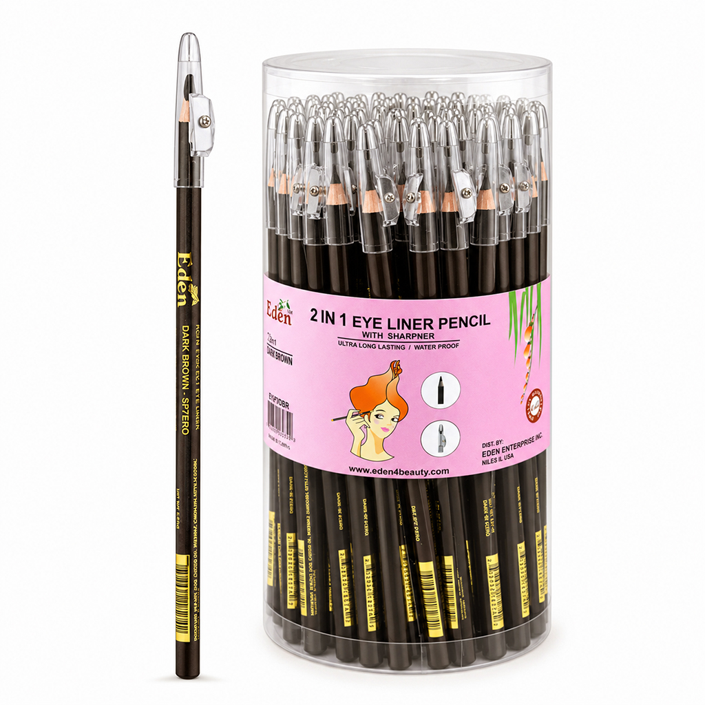 Eden 2IN1 Eye Liner Pencil -D.Brown (72 pc/Jar) #SP7DBR -Jar