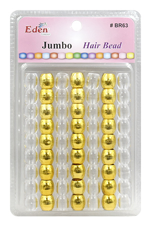 Eden  XLG Blister JUMBO Round Bead-Gold+Clear#BR63MGC -pk