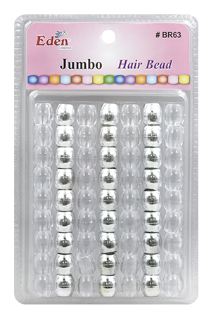 Eden XLG Blister JUMBO Round Bead -Silver/Clear #BR63MSC -pk