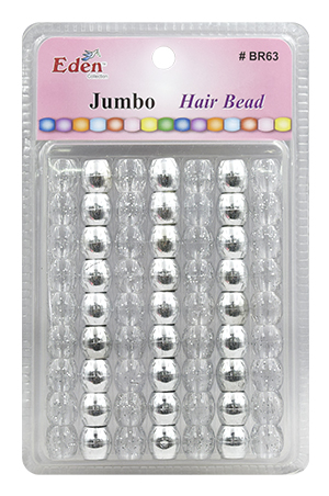 Eden  XLG Blister JUMBO Round Bead-Silver+Glitterr#BR63MSG-pk
