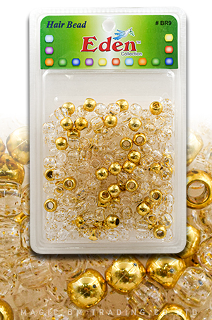 Eden XLG Blister Med Round Bead -Gold/Gold Glitter #BR9MGG -pk