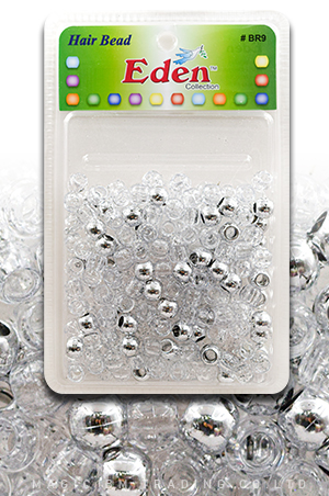 Eden  XLG Blister Med Round Bead-Sil/Clear#BR9MSC-pk