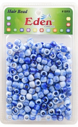 Eden 2 Tone XLG Blister Med Round Bead-WBlue #BR9WBLU-pk