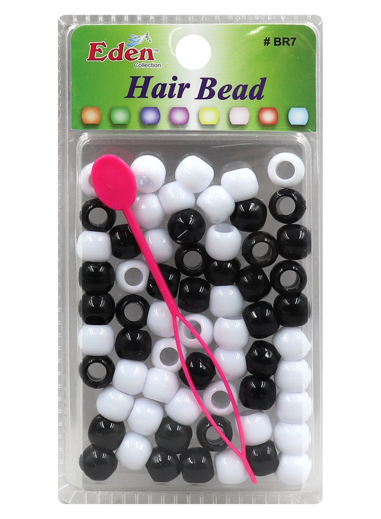 Eden Big Blister Round Bead -Black & White #BR7BW -pk
