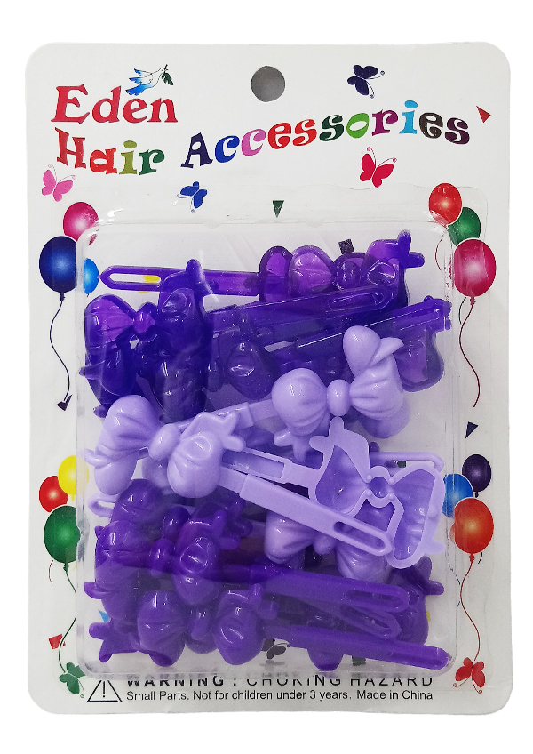 Eden Bow Tie Hair Barrette-Purple Mix#TB-PUR6 -pk