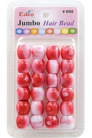 Eden Jumbo 2 Tone Color Bead-REd Tone(24ea/pk) #BR6 WRED -pk