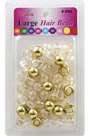 Eden LG Blister Round Bead-Gold+G.Glitt(32/pk)#BR8-MGOL-GG-pk