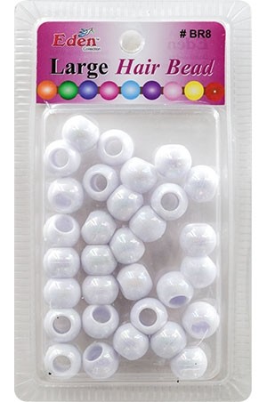 Eden LG Blister Round Bead -White #BR8-W -pk