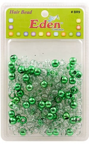 Eden Metalic XLG Blister Med Round Bead-Green#BR9-TGRE-pk