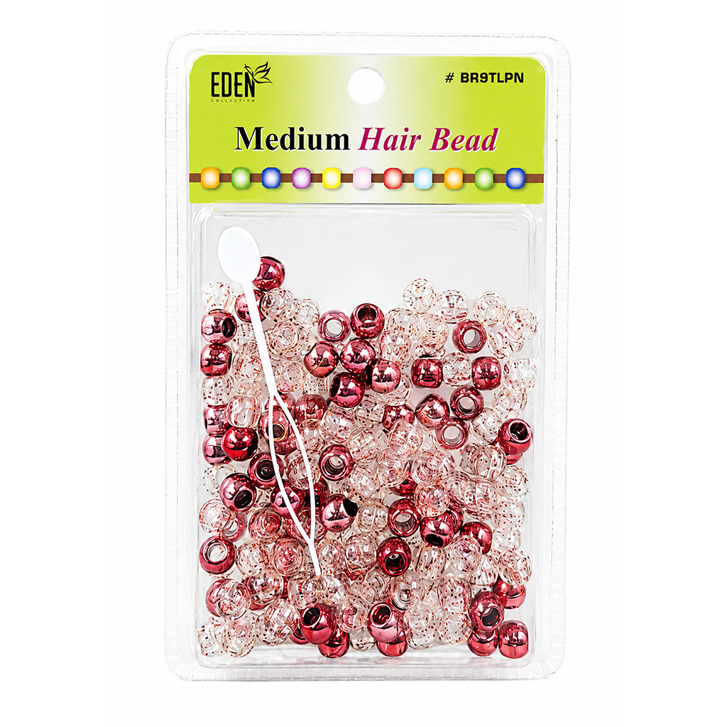 Eden Metalic XLG Blister Med Round Bead-L.Pink #BR9TLPN-pk