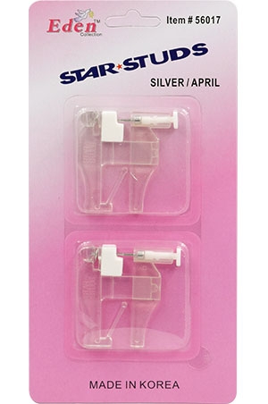 Eden Self Ear Piercing Set [Silver April](12pc/dz)#56107-dz