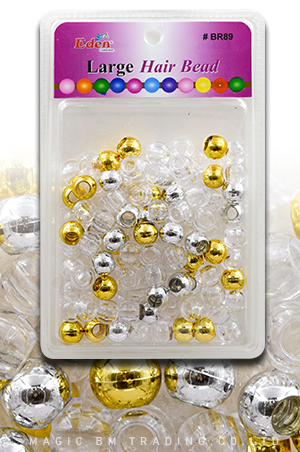 Eden Large Blister Round Bead -Gold/Silver/Clear #BR89MGSC -pk