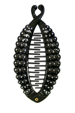 Fish Comb w/ Stone #1933 Brown -dz