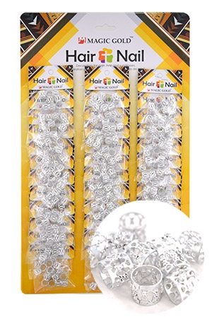 MAGIC GOLD Silver Hair & Nail Ring Bead(L) #CX7211 [36/pk]-pk