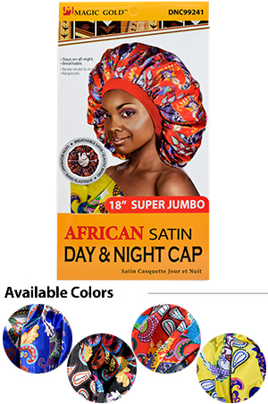 [MG99241] Magic Gold African Satin Day & Night Cap(S.Jumbo/ Asst.) #99241 -dz