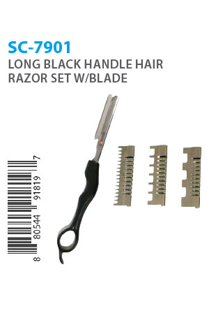 [MG91819] Hair Razor Long Black Handle w/ Blade #SC-7901