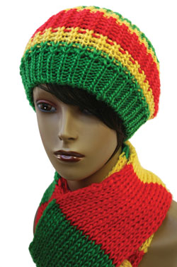 [MG91960] Jamaican Cap +Scarf Set w/knitted #1960