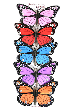 [MG24266] Kid's Hair Clip #2426 Butterfly Asst (5pcs/pk)  -Strip