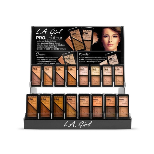 [GCD257.1] L.A Girl Pro Contour Cream & Powder Display (16 Colors x 6pcs) #GCD257.1