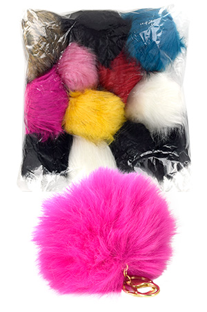 [MG96244] MGC Fur Pom Key chain Assorted #KEYC6244 -dz