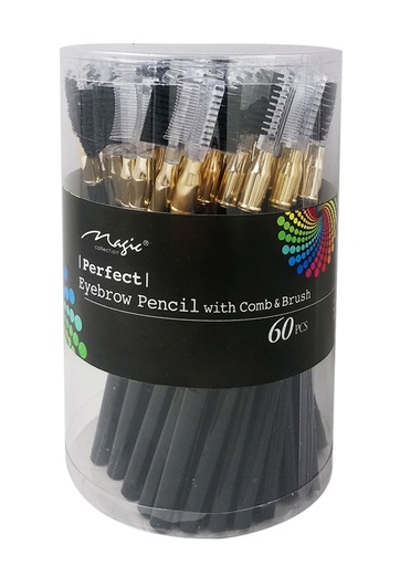 Magic Eyebrow Pencil w/ Comb & Brush - Black (60 Pcs) #EBR002 - Jar