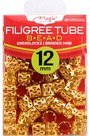 [MC85141] Magic Filigree Tube Bead(12mm/24pk/ds)-Gold #013DISGOL-ds