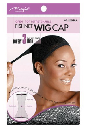 [MC12224] Magic Fishnet Wig Cap #2224 BLK -dz