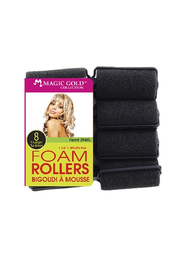 Magic Gold 8 Foam Rollers #394XL Black -pc