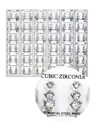 [MG98916] Magic Gold Cubic Zirconia [Round Silver] 36pairs #ERJ98916 -pk