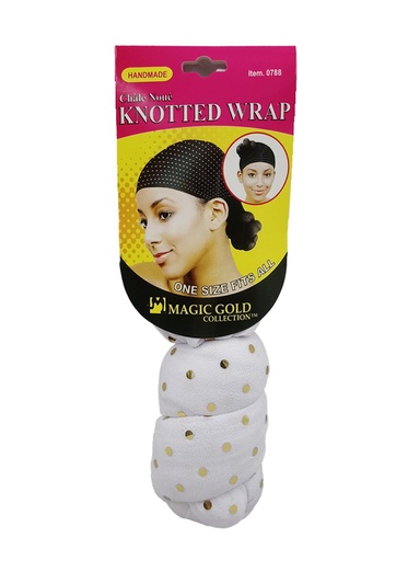 [MG90788] Magic Gold Knotted Wrap w/Stone #0788 White -dz