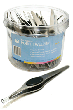 [MG90661] Magic Gold Point Tip Tweezer w/ Grip #90661 (36pc/jar) -jar