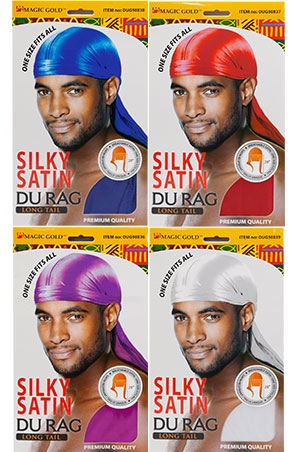 [MG98840] Magic Gold Silky Satin Durag Long Tail #DUG98840 Asst -dz.