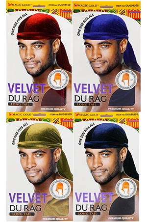 [MG98820] Magic Gold Velvet Durag Long Tail #DUG98820Asst -dz