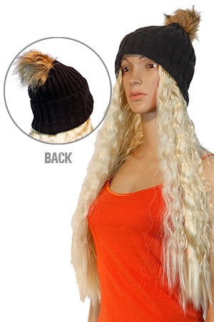 [MG98893] Magic Gold Winter Hat With Hair #HHJ98893 BLACK/613 -pc