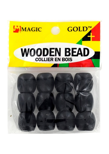 [MG13666] Magic Gold Wooden Bead (L)-Black #1366-dz