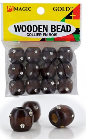 [MG99501] Magic Gold Wooden Bead w/ Stone#BDS99501(Black-dz