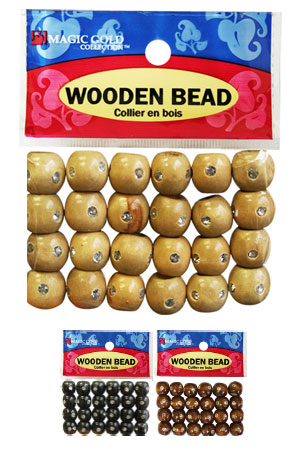[MG36806] Magic Gold Wooden Bead w/ Stone(S) #Beige-dz
