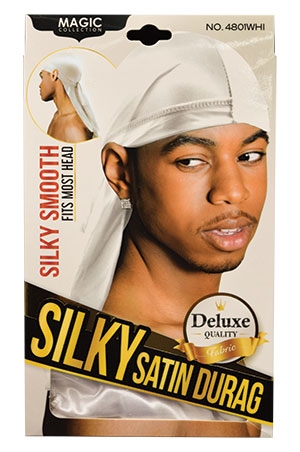[MC04879] Magic Silky Satin Durag-White #4801WHI-dz