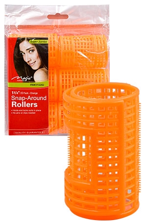 [MC53210] Magic Jumbo Snap-Around Rollers #122SJ (6 pc/pk) Orange -pk
