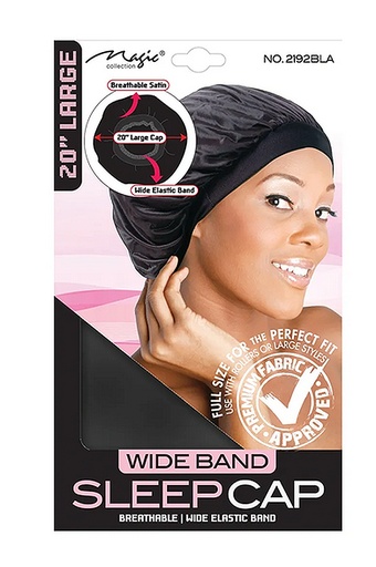 [MC22192] Magic 20" Wide Band Sleep Cap #2192BLA Large -dz