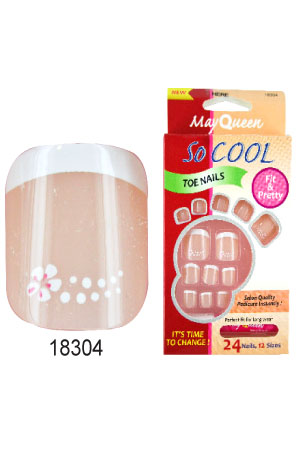 [MQN18304] MayQueen Toe Nail #18304 So Cool w/ Glue (24Nails) - pc