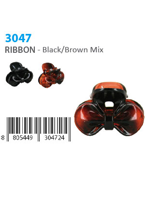 [MG30472] Mini Butterfly Clip (Ribbon, 12pc/pk) #3047 Black/Brown -dz