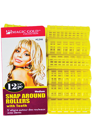 [MG91246] #1246 Snap-Around Teeth Roller 12pc (Med/ 3/4"/ Yellow) -pk