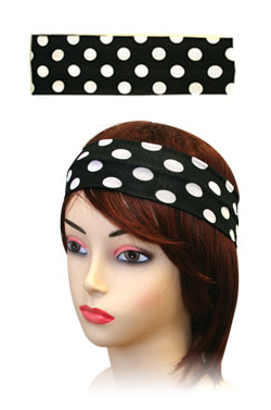 [MG91544] Plain Head Band w/Large Dots #5 Black #1544 -dz