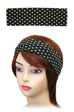 [MG91545] Plain Head Band w/Small Dots #4 Black #1514 -dz