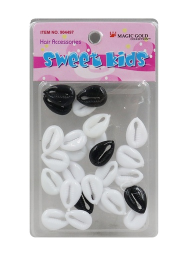 Magic Gold Plastic Bead Shell #904497 Black/White -pc