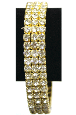 [MG91114] Rhine Stone Bracelet Gold (L) - 3Line