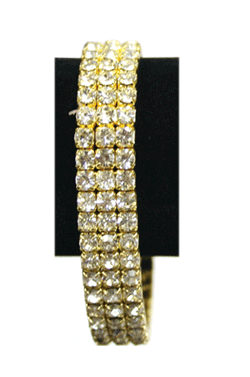 [MG91117] Rhine Stone Bracelet Gold (S) - 3Line